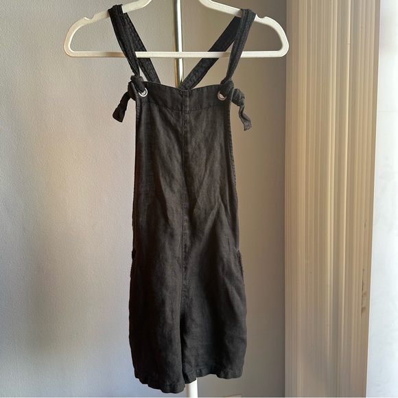 ZARA Cotton Linen Cross Back Romper / Overalls with Pockets in Black - Picture 4 of 11